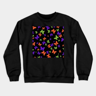 Halloween Butterflies Green Orange Purple Black Crewneck Sweatshirt